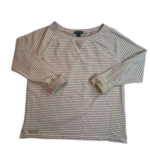 Lauren Jeans Co Knit Top Womens Medium Brown Stripes Embroidered Preppy Shirt